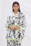 Buy_Surily G_Black Satin Tie Dye Kimono Jacket  _Online_at_Aza_Fashions