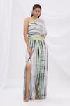 Buy_Surily G_Black Satin Asymmetric Tie Dye One Shoulder Jumpsuit _at_Aza_Fashions