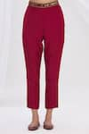 Surily G_Maroon Munga Silk Straight Pants  _Online_at_Aza_Fashions