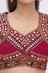 Surily G_Maroon Munga Silk Embroidery Round Crop Top  _at_Aza_Fashions