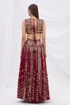 Buy_Surily G_Maroon Munga Silk Embroidery V Neck Crop Top  _Online_at_Aza_Fashions