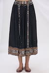 Surily G_Black Munga Silk Flared Midi Skirt  _Online_at_Aza_Fashions