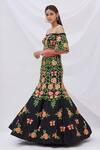 Buy_Surily G_Black Dupion Silk Fish-cut Panelled Lehenga _at_Aza_Fashions