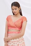 Buy_Surily G_Beige Crepe Embroidery V Neck Sequin Embellished Crop Top  _at_Aza_Fashions