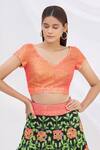 Buy_Surily G_Yellow Crepe Embroidery V Neck Sequin Embellished Crop Top  _at_Aza_Fashions