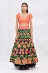 Surily G_Yellow Crepe Embroidery V Neck Sequin Embellished Crop Top  _Online_at_Aza_Fashions