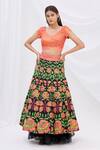 Buy_Surily G_Yellow Crepe Embroidery V Neck Sequin Embellished Crop Top  _Online_at_Aza_Fashions
