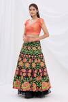 Shop_Surily G_Yellow Crepe Embroidery V Neck Sequin Embellished Crop Top  _Online_at_Aza_Fashions