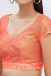 Surily G_Yellow Crepe Embroidery V Neck Sequin Embellished Crop Top  _at_Aza_Fashions