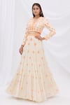 Buy_Surily G_White Crepe Embroidered Tiered Lehenga _at_Aza_Fashions