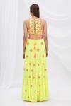 Shop_Surily G_Yellow Crepe Embroidery Round Crop Top  _at_Aza_Fashions