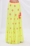 Buy_Surily G_Yellow Crepe Embroidered Tiered Lehenga _Online_at_Aza_Fashions