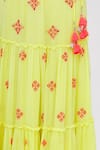 Shop_Surily G_Yellow Crepe Embroidered Tiered Lehenga _Online_at_Aza_Fashions