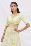 Buy_Surily G_White Crepe Embroidery V Neck Crop Top  _at_Aza_Fashions