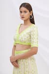 Shop_Surily G_White Crepe Embroidery V Neck Crop Top  _Online_at_Aza_Fashions