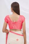 Shop_Surily G_Pink Crepe V Neck Mirror Embellished Blouse _at_Aza_Fashions