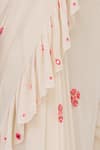 Surily G_White Crepe Pre-draped Ruffle Saree  _at_Aza_Fashions