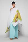 Buy_Payal Khandwala_White Poly Satin Pleated Asymmetric Poncho_at_Aza_Fashions