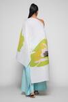 Shop_Payal Khandwala_White Poly Satin Pleated Asymmetric Poncho_at_Aza_Fashions
