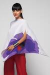 Buy_Payal Khandwala_White Poly Satin Printed Asymmetric Poncho_Online_at_Aza_Fashions