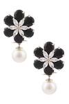 Buy_Chaotiq By Arti_Silver Plated Diamond Floral Bead Drop Earrings_at_Aza_Fashions