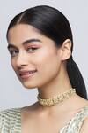 Just Shradhas_Gold Plated Kundan Floral Choker _Online_at_Aza_Fashions