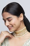 Shop_Just Shradha's_Gold Plated Kundan Bead Drop Choker _at_Aza_Fashions