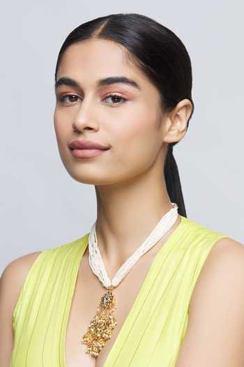 Buy_Just Shradhas_White Kundan Pendant Necklace _Online_at_Aza_Fashions