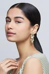 Buy_Just Shradhas_Gold Plated Pearls, Beads Kundan Tiered Floral Danglers _at_Aza_Fashions