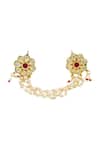 Shop Just Shradhas Gold Plated Pearls, Beads, Gota Patti Kundan Floral Ring at Aza Fashions Shop_Just Shradhas_Gold Plated Pearls, Beads, Gota Patti Kundan Floral Ring _at_Aza_Fashions