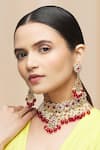 Buy_Moh-Maya by Disha Khatri_Gold Plated Pearls, Beads, Diamonds Drop Choker Set _at_Aza_Fashions
