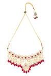 Shop_Moh-Maya by Disha Khatri_Gold Plated Pearls, Beads, Diamonds Drop Choker Set _Online_at_Aza_Fashions