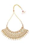 Shop_Moh-Maya By Disha Khatri_Gold Plated Pearls, Stones Studded Choker Set _Online_at_Aza_Fashions