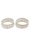 Buy_Moh-Maya By Disha Khatri_Silver Plated Pearls, Diamonds Studded Bangles - Set Of 8 _Online_at_Aza_Fashions