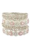 Moh-Maya By Disha Khatri_Silver Plated Pearls, Diamonds Studded Bangles - Set Of 8 _at_Aza_Fashions