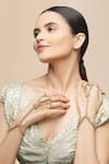 Buy_Moh-Maya By Disha Khatri_Gold Plated Diamonds Floral Studded Hathphool - Set Of 2 _Online_at_Aza_Fashions