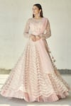Buy_Aariyana Couture_Pink Butterfly Net Round Embroidered Bridal Lehenga Set _at_Aza_Fashions