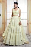 Buy_Aariyana Couture_Yellow Lehenga And Blouse Dupion Dupatta Butterfly Net Embroidery Bridal Set _Online_at_Aza_Fashions