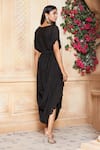 Ariyana Couture_Black Embroidery Round Cowl Draped Tunic For Women_Online_at_Aza_Fashions
