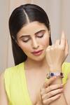 Shop_Zevar By Geeta_Gold Plated Diamonds, Stones Geometric Bangle _at_Aza_Fashions