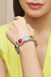 Buy_Zevar By Geeta_Gold Plated Diamonds, Stones Geometric Bangle _Online_at_Aza_Fashions