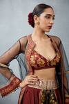 Torani_Black Butterfly Net Embroidered Hand Gulghast Fattima Sheer Chogha  _at_Aza_Fashions