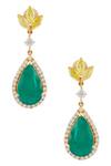 Shop_Ananta Jewellery_Gold Plated Cubic Zirconia Tear Drop Earrings_at_Aza_Fashions