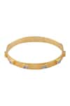 Ananta Jewellery_Gold Plated Cubic Zirconia Geometric Motif Bangle _at_Aza_Fashions