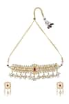 Buy_Vivinia By Vidhi Mehra_Gold Plated Pearls, Piping, Stones Polki Kundan Choker Set _at_Aza_Fashions