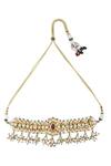 Vivinia By Vidhi Mehra_Gold Plated Pearls, Piping, Stones Polki Kundan Choker Set _Online_at_Aza_Fashions