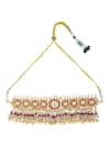 Vivinia By Vidhi Mehra_Gold Plated Pearls, Stones, Gota Patti Kundan Choker Set _Online_at_Aza_Fashions