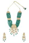 Shop_Vivinia By Vidhi Mehra_Gold Plated Beads, Diamonds Beaded Multilayered Necklace Set_at_Aza_Fashions