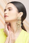 Buy_Vivinia By Vidhi Mehra_Gold Plated Pearls, Beads Kundan Tiered Danglers _at_Aza_Fashions