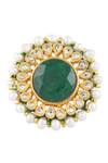 Vivinia By Vidhi Mehra Gold Plated Pearls, Stones Kundan Studded Ring at Aza Fashions Vivinia By Vidhi Mehra_Gold Plated Pearls, Stones Kundan Studded Ring _at_Aza_Fashions